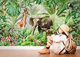 Murwall Kids Wallpaper Kids Jungle Wall Mural Watercolor Safari Animals in the Forest Wall Mural