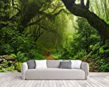 Fightal - Foggy Green Forest Wallpaper Living Room Extra Large Nature Landscape Wall murals Scenery Jungle Bedroom Mural Woodland Trees couches Art Decor Paintings - 108"x75"It's not Peel and Stick