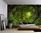 Picture Sensations Canvas Texture Wall Mural, Landscape Fantasy Enchanted Magical Forest, Self-Adhesive Vinyl Wallpaper, Peel & Stick Fabric Wall Decal - 144x96