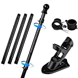 Harrms Flag Pole with Bracket,5 FTHeavy Duty Steel Black Pole Kit for House Suitable for 2x3, 3x5, 4x6 American Flag Use for Backyard Garden Yard Truck Decoration