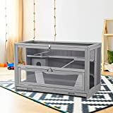 Aivituvin Hamster Cage Wooden Hamster House Rat Cage with Chewing Toy, Hideout, Seesaws, Food Bowl, 3 Tier Small Animal Habitat-Leakproof Plastic Tray