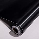 Self Adhesive Vinyl Black Brushed Metal Stainless Steel Look Contact Paper Wallpaper for Refrigerator Dishwasher Stove Oven Doors Appliances Kitchen Countertop Cabinets Furniture 15.7x117 Inches