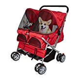 Livebest Folding Pet Stroller Elite Jogger Kitten Puppy Easy Walk Dog Cat Small Animals Travel Carrier with 360 Rotating Front Wheel