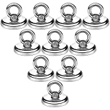 BAVITE Magnetic Hooks, 95 LB43KGHeavy Duty Magnetic Hooks with Countersunk Hole Eyebolt, Perfect for Home, Kitchen, Workplace, Office and Garage, Pack of 10