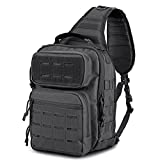 WINCENT Tactical Sling Bag Pack Military Rover Shoulder Sling Backpack Molle Assault Range Bag EDC Diaper Bag Day Pack Black