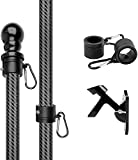 HIBLE 5 Foot Carbon Fiber Flag Pole 4 Sections Flag Pole for House Black Flag Pole with Bracket and Built-in Smooth Bearings Tangle Free Flag Pole Rings ( 1 Inch Strong Flag Pole with Upgraded Metal Screw Joint Parts )