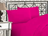 Elegant Comfort Luxurious 1500 Thread Count Egyptian Quality Three Line Embroidered Softest Premium Hotel Quality 4-Piece Bed Sheet Set, Wrinkle and Fade Resistant, Queen, Hot Pink
