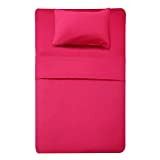 3 Piece Bed Sheet Set (Twin,Hot Pink) 1 Flat Sheet,1 Fitted Sheet and 1 Pillow Cases,100% Super Soft Brushed Microfiber 1800 Luxury Bedding,Deep Pockets &Wrinkle,Fade Resistant by Best Season