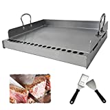 Universal Stainless Steel Griddle Flat Top Grill Plate 23''x16"x5.5" with Lid,Even Heating Bracing for BBQ Charcoal/Gas Grills Stove, Camping, Tailgating, and Parties