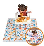 Saganoo Disposable Floor Cover for Children, Splat Mat for Under High Chair, Waterproof Stain Proof , Safe for Kids and Toddler Blue Orange White
