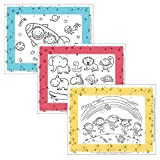 Healthy Habits by J.L. Childress Disposable ColorMe Placemats, 24 Pack - Paper Stick-On Placemats with Coloring Fun, Airplane Tray Table Cover, Colors May Vary