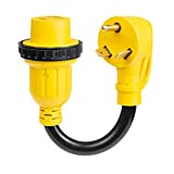 Iron Forge Cable RV Power Cord 30 Amp Male to 30 Amp Female RV Electrical Adapter, 12 Inch RV Power Adapter Cord, 10/3 STW TT-30P Locking Plug to L5-30R, Yellow 30amp RV Plug Adapter