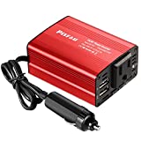 150W Car Power Inverter DC 12v to AC 110v Converter, Car Plug Outlet Adapter with 2 USB Ports and 1 AC Socket, Road Trip Essentials Accessories