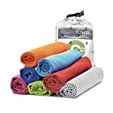[7 Pack] Cooling Towels, Soft Breathable Chilly Towel for Instant Cooling Relief, Super Absorbent Microfiber Towel for Athletes, Workout, Sports, Fitness, Gym, Running, Camping(37x12 Inches)