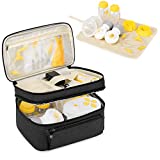 BAFASO Breast Pump Bag (Compatible with Medela Pump in Style) with a Waterproof Pump Parts Pad, Carrying Case for Medela Pump in Style and Extra Parts, Black