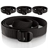Pack of 4X Utility Strap for Backpack Tactical Lashing MOLLE Gear Plastic Buckle (50 inches, Black)