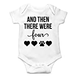 AW Fashions And Then There Were Four - My Siblings Have Paws - New To The Crew - Cute One-Piece Infant Baby Bodysuit (Newborn, White)
