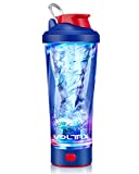 VOLTRX Electric Shaker Bottle - VortexBoost Portable USB C Rechargeable Protein Shake Mixer, Shaker Cups for Protein Shakes and Meal Replacement Shakes, BPA Free, Waterproof, Colored Light Base, 24 oz, Power Blue
