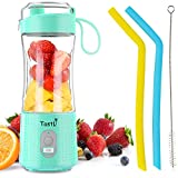 TastLi Personal Blender, Portable Travel Mini juice Mixer, USB Rechargeable Electric Juicer Cup, 13 oz to go Blender Bottles, 6 Blades Strong Power for shakes and smoothies (Sky blue)