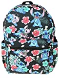 Lilo and Stitch 16 Inch Allover Print Backpack with Laptop Sleeve (Black W/Side Pockets)