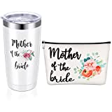 Mother of The Groom Bride Gifts Mother of The Bride Tumblers Mug Makeup Bags Mother Cosmetic Bags Personalized Wedding Gifts for Mom Engagement Announcement Party (Mother of The Bride)
