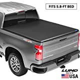 Lund Genesis Tri-Fold Soft Folding Truck Bed Tonneau Cover | 950292 | Fits 2019 - 2022 Chevy/GMC Silverado/Sierra, works w/ MultiPro/Flex tailgate 5' 10" Bed (69.9")