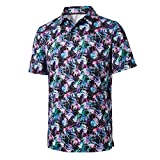 Golf Shirts for Men Dry Fit Short Sleeve Print Performance Moisture Wicking Polo Shirt