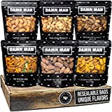 Nuts Gift Basket for Men  6 Small Batch Gourmet Nut Varieties in Resealable Bags, Includes Almonds, Cashews, Peanuts - Great Father's Day Gift for Dad, Birthday Gift for Him, Heathy Snack