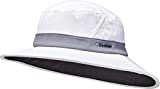 Coolibar UPF 50+ Men's Women's Fore Golf Hat - Sun Protective (Medium/Large- White/Steel Grey)