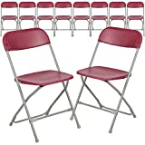 Flash Furniture Hercules Series Plastic Folding Chair - Red - 10 Pack 650LB Weight Capacity Comfortable Event Chair-Lightweight Folding Chair