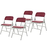 OEF Furnishings Deluxe Fabric Upholstered Double Hinge Premium Folding Chairs, Red