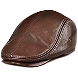 ivlere Men's Adjustable Leather Hat Fashion Spring Newsboy Cap Driving Hunting Fishing Ivy Hat Gift for Dad Boyfriend(Color : Brown)