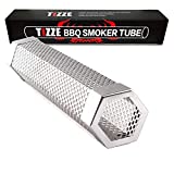 TIZZE Pellet Smoker Tube 12" PerforatedBBQ Smoke Generator to Add Smoke Flavor to All Grilled Foods