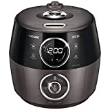 Cuckoo Induction Heating Pressure Rice Cooker  18 Built-in Programs Including Glutinous, Sushi, Porridge, Yogurt, Cheese, and More, Made in Korea, Gray/Black, 10 Cups, Brown Leather