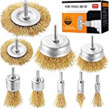 Wire Brush Wheel Steel Cup Brush Set 9 Piece Wire Power Brush for Drill 1/4 Inch Shank Arbor 0.012" Coarse Carbon Crimped Wire Wheel for Cleaning Rust,Stripping,Abrasive and Drill Attachment