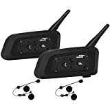 EJEAS V6 Motorcycle Helmet Bluetooth Intercom, Bluetooth 5.1 Motorcycle Headset with Hands-Free Call and Noise Reduction Function, Connect Up to 6 Riders for Motorcycling Skiing and Climbing (2 Pack)