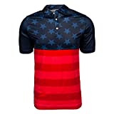 USAG Mens Golf Polo - Dry Fit Golf Polo Shirts for Men - High Performance Golf Club Apparel Company (Stars and Stripes, 3XL)