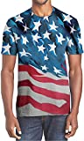 Men's USA American Flag Tee Shirt 4th of July Shirts Patriotic Star Stripes Tops for Men Short Sleeve T-Shirt Summer Casual Graphic Pullover Clothes Size L