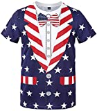 Funny World Mens American Flag Stars and Stripes T-Shirts 4th of July Day Outfits, Blue, Medium