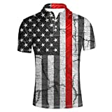 AFPANQZ Men's Short-Sleeve Slim Fit T-Shirts The Stars and Stripes Design Mens Shirt Summer Classic Golf Tennis Running Button Down Short-Sleeves Casual Sport Shirts
