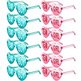 8 Pairs Blue and Pink Heart Sunglasses Frameless Gender Reveal Glasses Transparent Eveywear Team Girl and Team Boy Decorations for Baby Shower Gender Reveal Party Supplies Favors