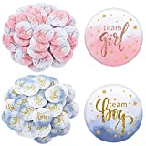 80 Pieces Gender Reveal Button Pins Basketball Bow Button Pin Badges Rose Gold Watercolor Boy Girl Pinback Button Pins Round Bee Team Button Pins for Baby Shower Party Supplies, 1.5 Inch (Shiny Sequin Style)