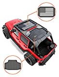 Savadicar Sunshade Top, Mesh Sun Shade Cover, UV Blocker Bikini Screen with USA Flag Pattern for 2007-2018 Jeep Wrangler JK JKU 4 Door, Front and Rear 2 Pieces, Durable Polyester, Black