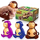 YoYa Toys Beadeez Monkey Squishy Stress Relief Balls (Set of 3) | Animal Figurines Anxiety Relief Squeezing for Boys, Girls or Adults | Funny Fidget Sensory Toy Filled with Water Beads
