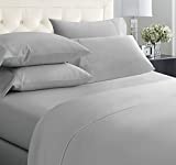 King Size Gray Sheet Set - 6 Piece Set by California Design Den - Ultra Soft 100% Cotton Sheets, 400 Thread Count Luxury Sateen Weave, Deep Pocket Bedsheets, Includes 4 Pillowcases (King, Light Gray)