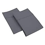 Cotton Standard Pillowcases 400 Thread Count 100% Cotton Pillow Cases Long-Staple Combed Cotton Pillows for Sleeping, Soft & Silky Sateen Weave Bed Pillow Covers-Dark Grey Solid