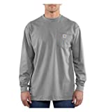 Carhartt mens Flame Resistant Force Cotton Long Sleeve T-shirt (Big & Tall) fashion t shirts, Light Gray, X-Large Tall US