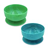 ChooMee Baby Suction Bowls | Strong Suction Base, Firm Bowl Walls | Modern Design | 100% Silicone | BPA Free | 2 CT Small Aqua Green