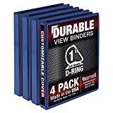 Samsill Durable 1 Inch D Ring Blue Binder/Customizable Clear View Binder/Bulk Binder 4 Pack/Blue 3 Ring Binder/One Inch Binder