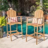 Great Deal Furniture Malibu Outdoor Natural Stained Acacia Wood Adirondack Barstools (Set of 2)